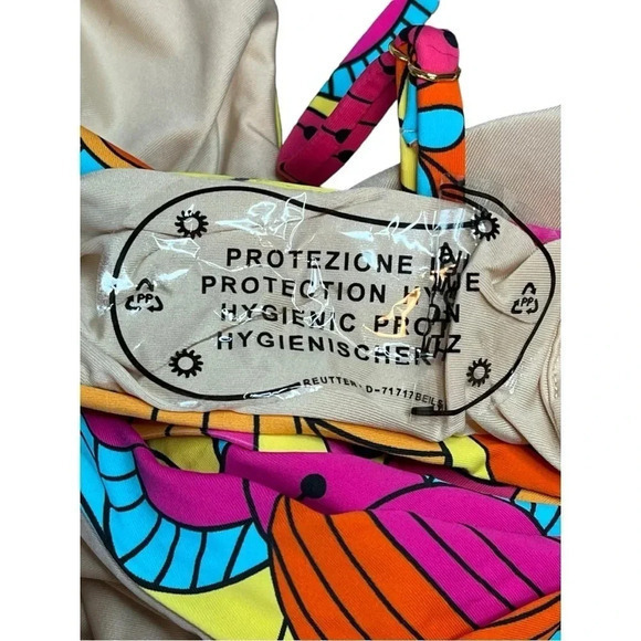 PALMS AWAY BRIGHT FLORAL ONE PIECE SWIMSUIT BELTED VIBRANT WOMEN SIZE MEDIUM - Picture 10 of 10